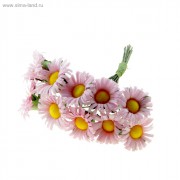 Декор для творчества Ноготки, цвет розовый (Цветок D-2см, Длина стебля 8см), в одном пучке -10шт