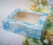 Коробка для упаковки №18 "Снежинки-1" (Размер 10х8х3см) - 1шт