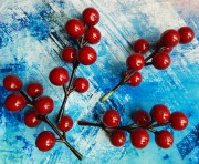 Ветка с ягодой, цв.Красный (Длина: 10см), 1шт