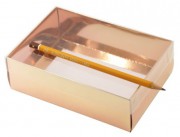 Коробочка складная, цв.Розовое золото, с прозрачной крышкой (Размер: 15*11*5см)