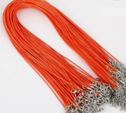 Кожаный шнур с застежкой, цвет Ярко Оранжевый 43 см (толщина 1,5мм) . - 1 шт.