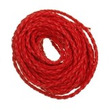 Плетенный кожаный шнур, цвет: Красный. 1 м.